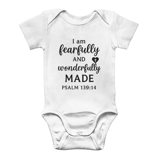 Fearfully & Wonderfully Made Baby Onesie β Psalm 139:14 | Little Foot